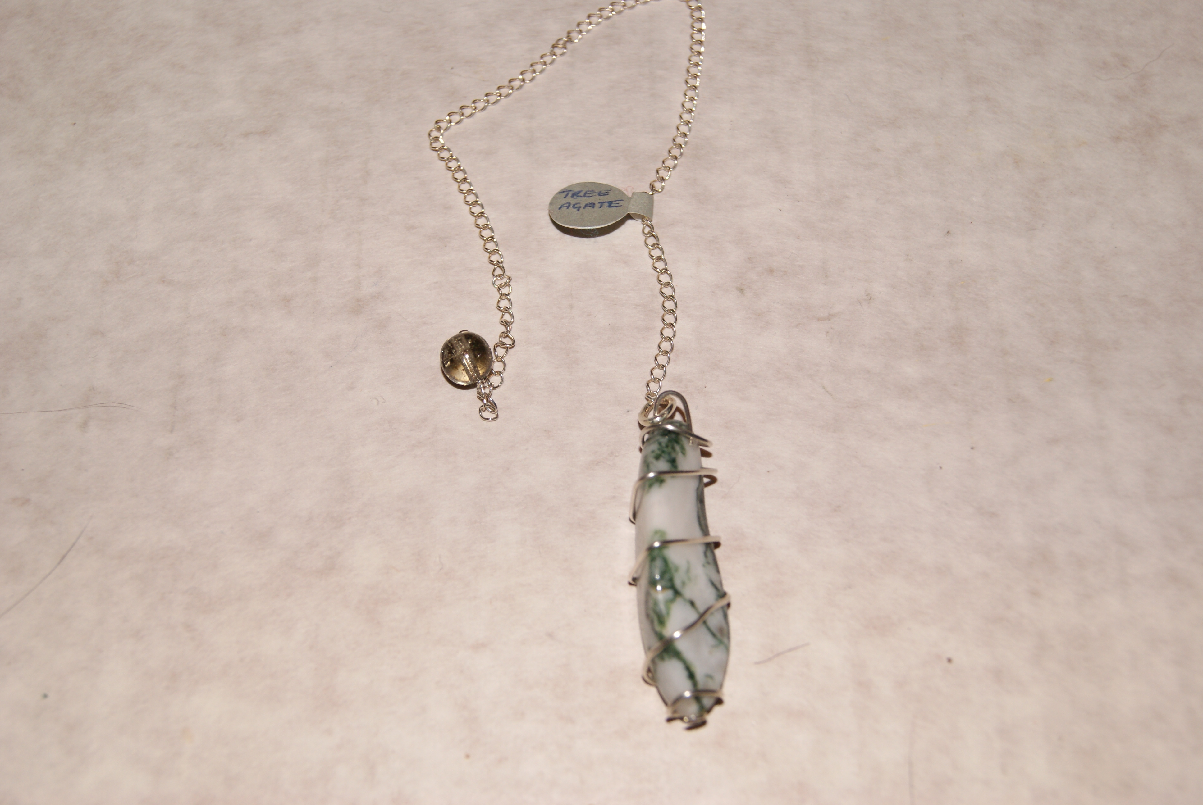 Tree Agate and Sterling Silver Pendulum - Click Image to Close