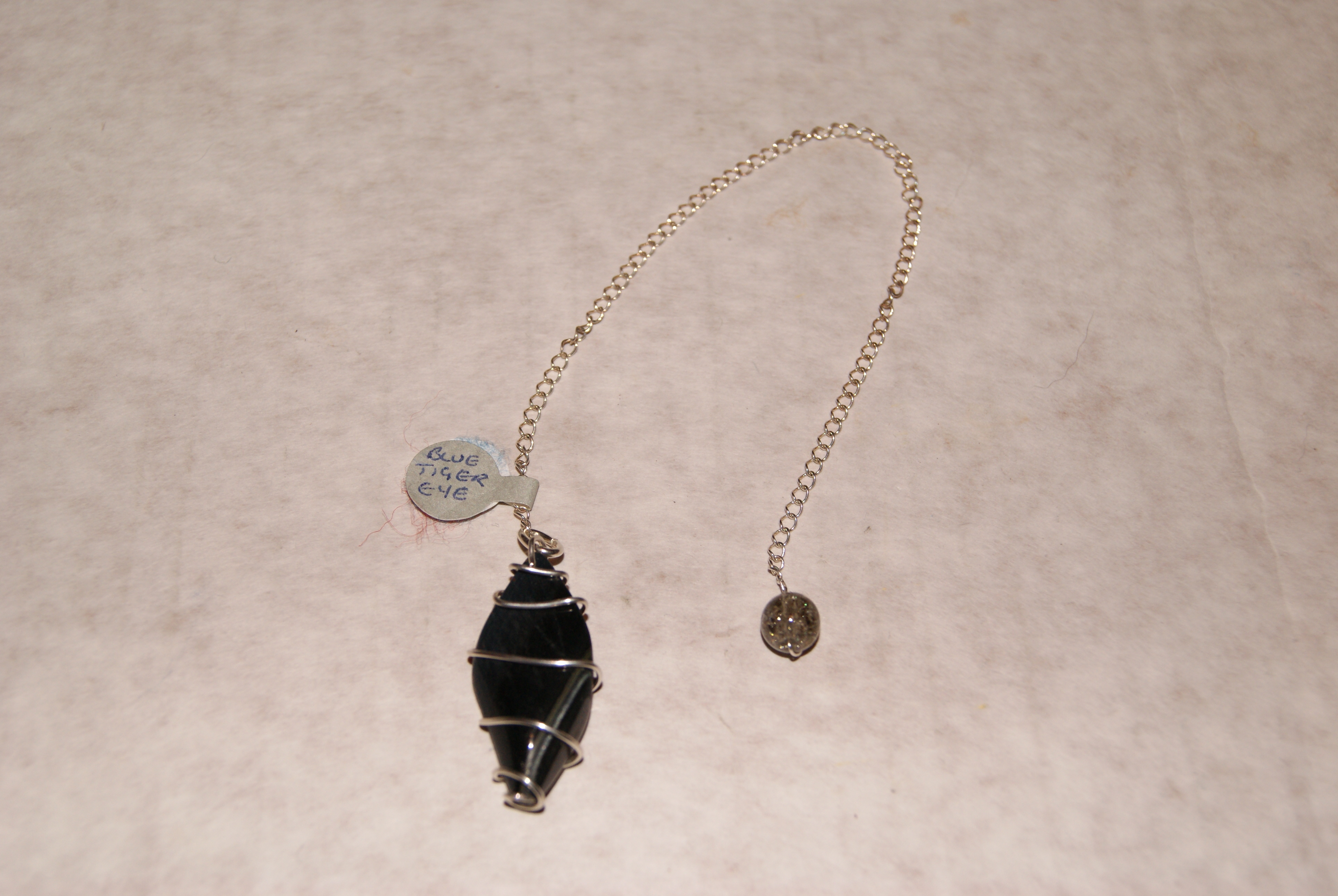 Blue Tiger Eye and Sterling Silver Pendulum - Click Image to Close