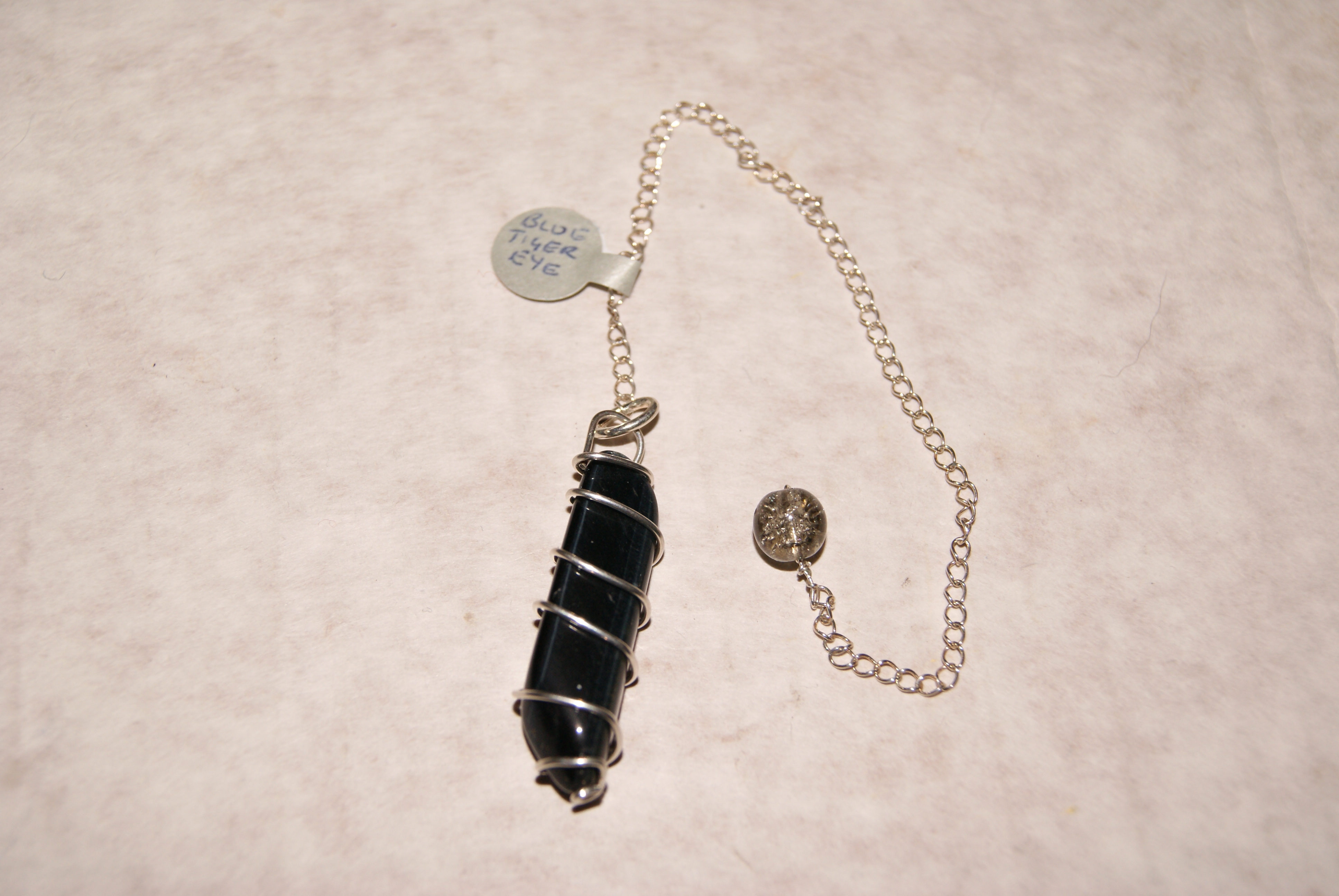 Blue Tiger Eye and Sterling Silver Pendulum (2) - Click Image to Close