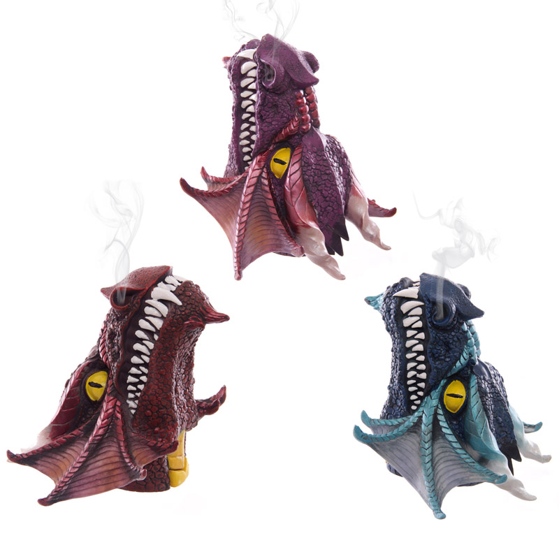 Dragons Head Incense Cone Burner - Purple - Click Image to Close