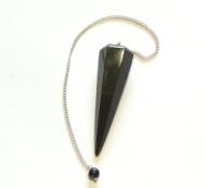 Black Agate Hexagonal Cut Pendulum - Click Image to Close